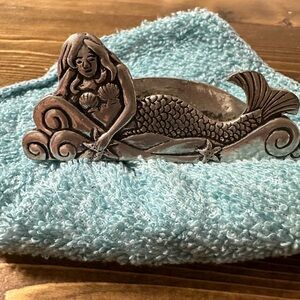 Metal mermaid business card holder. Like new condition